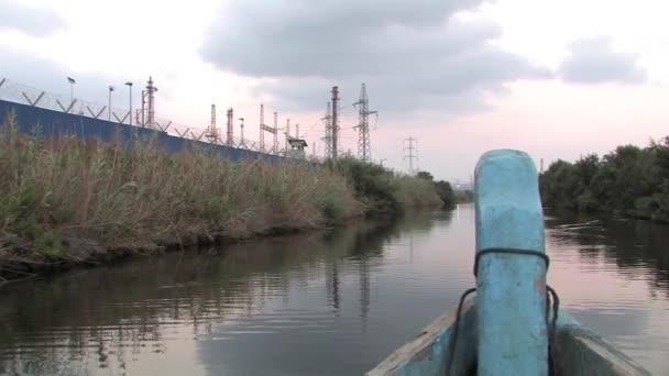 Vue Bateau Voile Sur Rivière Kishon Haïfa Israël — Video