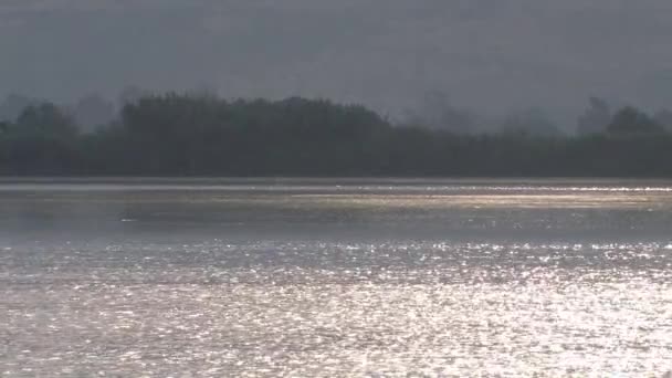 Panoramautsikt Över Hula Valley Lake Landskap Soluppgången Israel — Stockvideo