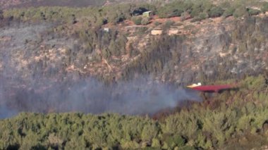 Savaş uçağı püskürtme yangın orman, Mount Carmel, İsrail yanan üzerinde söndürücü ateş