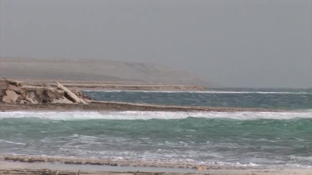 Vue Panoramique Mer Morte Dans Une Tempête Hivernale Israël — Video