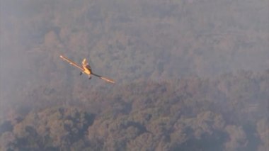 Savaş uçağı püskürtme yangın orman, Mount Carmel, İsrail yanan üzerinde söndürücü ateş