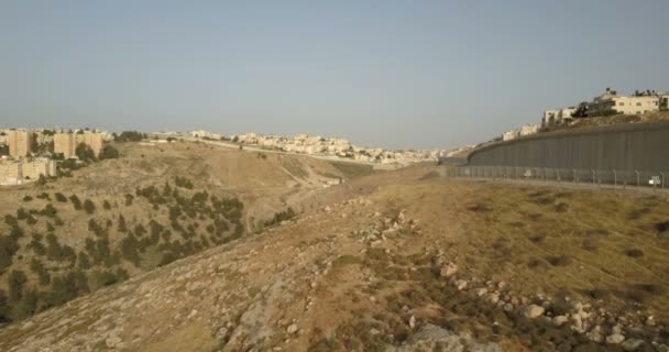 Vista Panorámica Valla Separación Jerusalén Este Israel — Vídeos de Stock