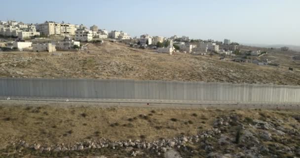 Πανοραμική Άποψη Του Χωρισμού Φράχτη Στην Ανατολική Ιερουσαλήμ Ισραήλ — Αρχείο Βίντεο