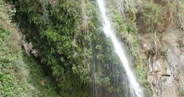 Γραφική Θέα Του Καταρράκτη Στην Έρημο Από Ein Gedi Ισραήλ — Αρχείο Βίντεο