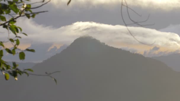 Живописный Вид Покрытый Облаками Лес Вулкан Бару Панама — стоковое видео