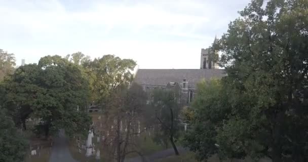 Vista Panorâmica Antigo Cemitério Igreja Trindade Harlem Nova York — Vídeo de Stock