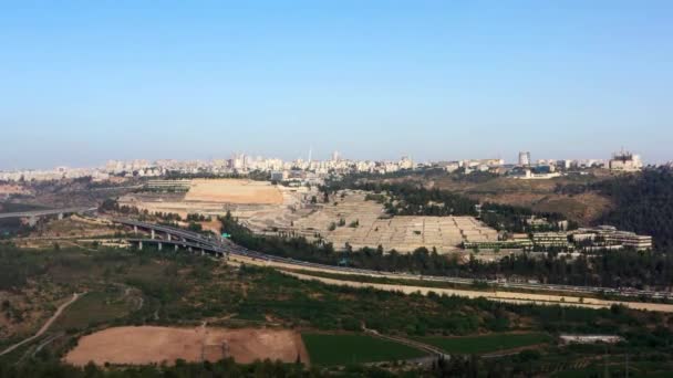 Jeruzsálem Főbejárata Légi Járat Központba Highway Givat Shaul Temető Hegy — Stock videók