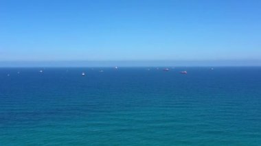 Akdeniz 'deki Genel Kargo Gemisi - AerialAshdod Limanı, Drone view, Ashdod / Israel / June / 14. 2020