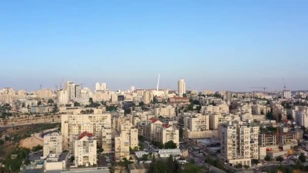 Jerusalem Haupteingang Und Akkordeonbrücke Luftautobahn Nachbarschaft Givat Shaul Und Akkordbrücke — Stockvideo