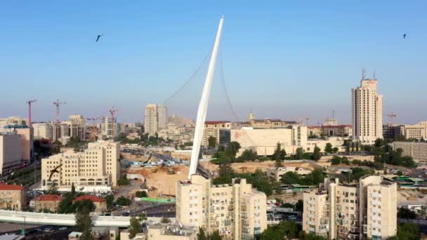 Entrée Jérusalem Avec Pont Accords Oiseaux Rapides Coucher Soleil Volant — Video