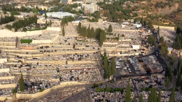 Cmentarz Jerozolimski Główne Wejście Panorama Lotnicza Cmentarza Givat Shaul Mostu — Wideo stockowe