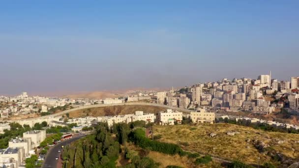 Veiligheidsmuur Scheidt Israël Palestina Luchtfoto Vluchtelingenkamp Anata Joods Pisgat Het — Stockvideo