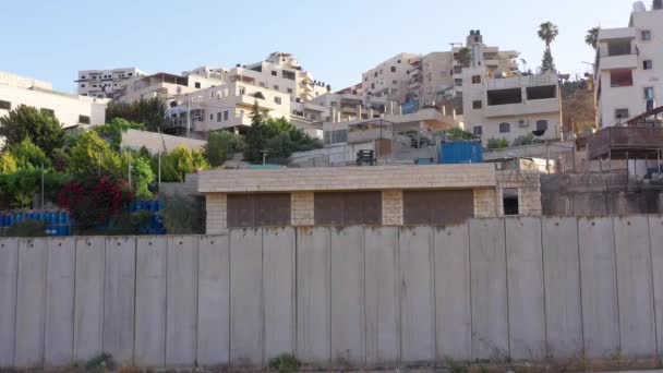 Palestine Refugges Camp Concrete Wall Aerial View Dolly Shot Anata — Stock Video