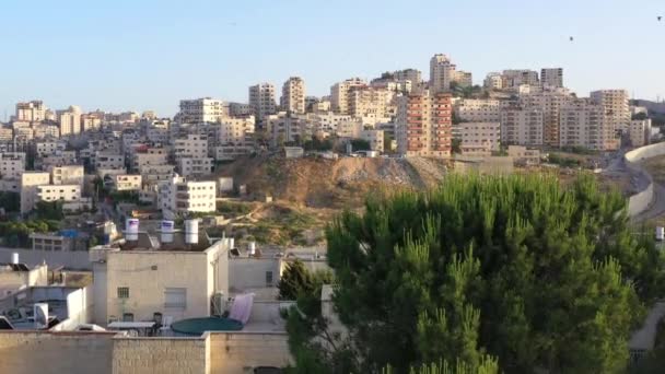 Muro Seguridad Divide Israel Palestina Vista Aérea Sobre Campamento Refugiados — Vídeos de Stock