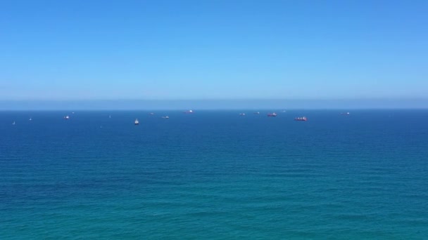 Navio Carga Geral Mar Mediterrâneo Aerialporto Ashdod Vista Drone Ashdod — Vídeo de Stock