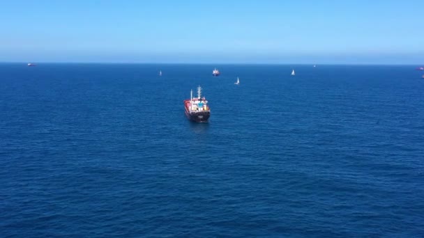 Nave Carico Generale Nel Mar Mediterraneo Aerialashdod Port Drone View — Video Stock