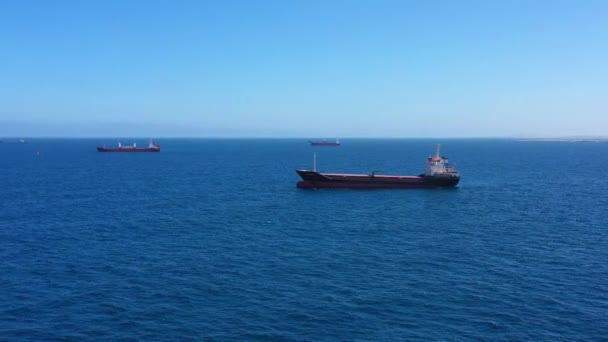 Cargo Container Ships Waiting Enter Harobor Mediterranean Sea Aerialashdod Port — Video