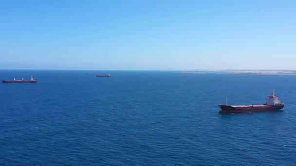 Cargo Container Ships Waiting Enter Harobor Mediterranean Sea Aerialashdod Port — стокове відео