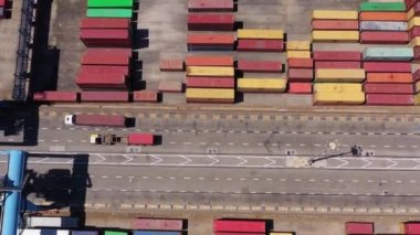 HarborAshdod Limanı 'nda Konteyner Sürüşü, Drone view, Ashdod / Israel / June / 14. 2020