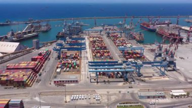 Ashdod Liman Havalimanı, Akdeniz 'de Kargo Gemisi. 14 Haziran 2020 'de Ashdod Limanı insansız hava aracı görüntüsü