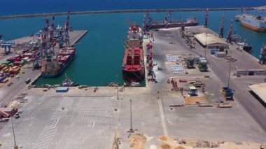 Ashdod Limanı, Nakliye Konteynırları Safları, Hava Görüntülü Ashdod Limanı, Drone view, Ashdod / Israel / June / 14. 2020