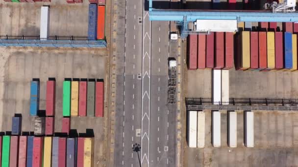 Camion Con Container Guida Harborashdod Harbor Drone View Ashdod Israel — Video Stock