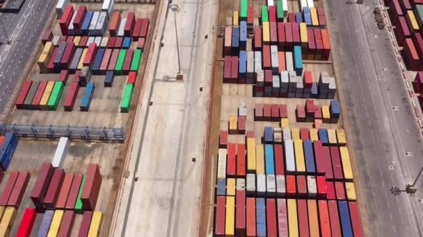 Ashdod Port Rows Shipping Containers Aerial View Ashdod Harbor Drone — 비디오