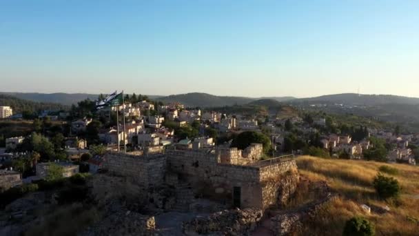 Parque Nacional Castel Puesta Del Sol Jerusalén Vista Aérea Israelsímbolo — Vídeos de Stock