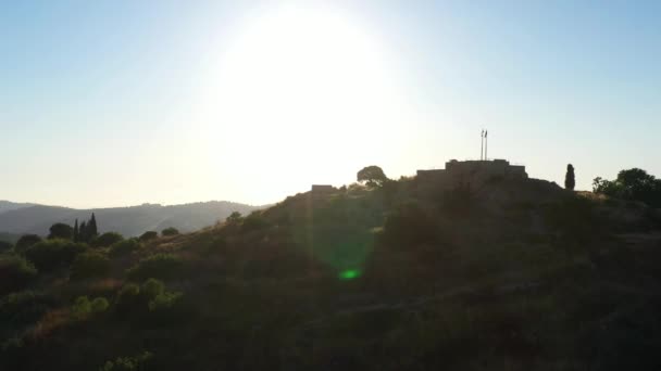 Parque Nacional Castel Silueta Puesta Del Sol Jerusalén Vista Aérea — Vídeo de stock