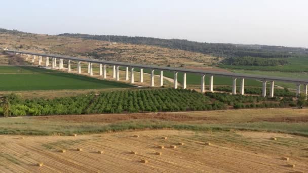 Puente Tren Haystack Presentó Vista Aéreamoddin Ciudad Israel Junio 2020 — Vídeos de Stock