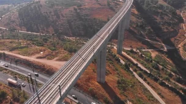 Ponte Ferroviario Ingresso Gerusalemme Traffico Aereo Volo Vista Rusalem Ponte — Video Stock