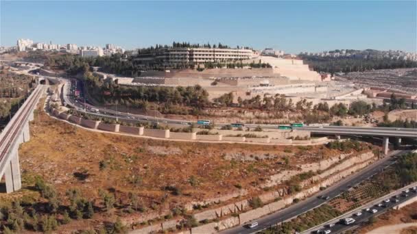 Jérusalem Cimetière Montagne Givat Shaul Aerialdrone Séquences Jérusalem Cimetière Montagne — Video