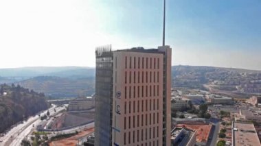 Kudüs 'teki Hi Tech Park Hotzvim AerialDrone Yüksek Teknoloji Parkı Kudüs İsrail' deki Büyük Binanın üzerindeki görüntüler