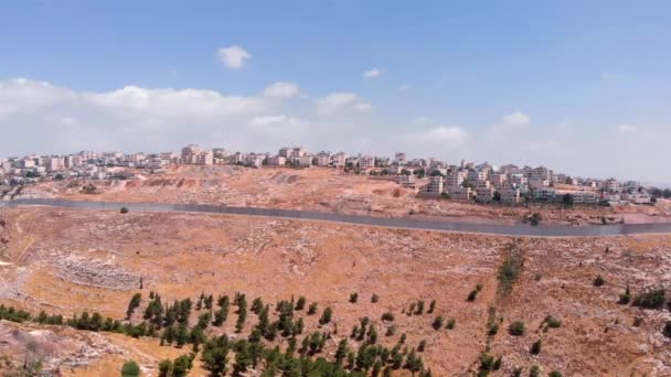 Vista Aérea Del Muro Seguridad Jerusalén Este Imágenes Drones Sobre — Vídeo de stock