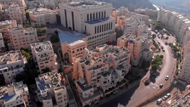 Jerozolima Belz Wielka Prawosławna Synagoga Widok Lotu Ptaka Nagranie Drona — Wideo stockowe