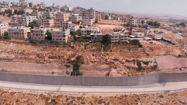 Aerial View Security Wall Jerusalemdrone Footage Qalandiya Refugee Camp Security — Stock Video