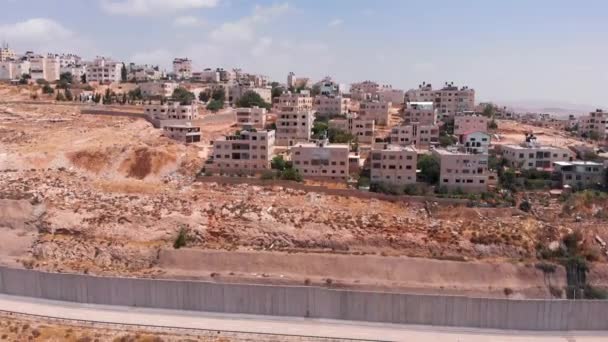 Aerial View Security Wall Jerusalemdrone Footage Qalandiya Refugee Camp Security — Stock Video