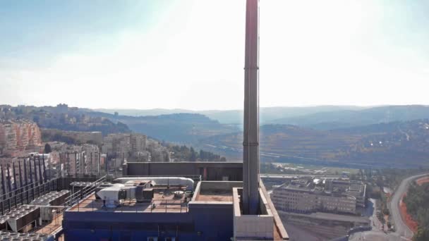 拥有大天线的顶楼 耶路撒冷Hotzvim Aerialdrone山 位于以色列耶路撒冷的Hi Tech Park — 图库视频影像