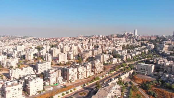 Jerusalem Center Luchtzichtdrone Schot Boven Het Centrum Van Jeruzalem Israël — Stockvideo