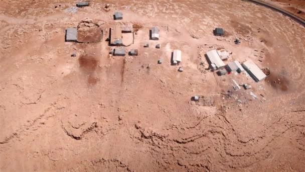 Campo Beduino Nel Deserto Veduta Aerea Filmato Del Drone Sull — Video Stock