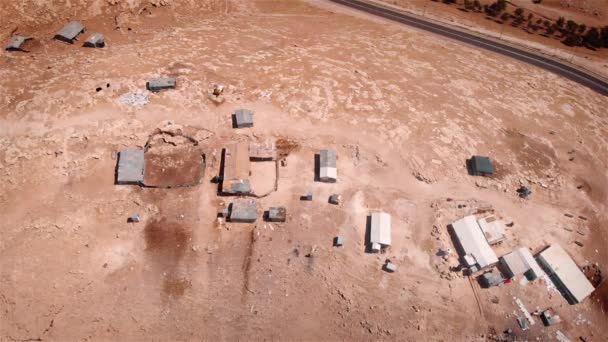 Campo Beduino Nel Deserto Veduta Aerea Filmato Del Drone Sull — Video Stock