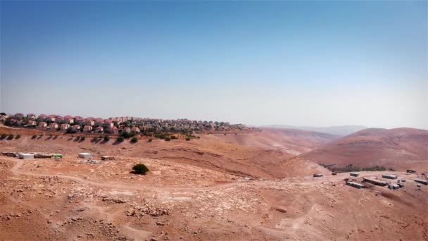 아프가니스탄 사막에 베두인족 캠프에서의 베두인족 근처에 이스라엘 Maale Adumim Aerial — 비디오