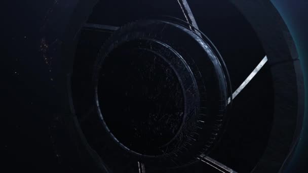 Ufo Alien Saucer Cinematic Inturning Earth Металевий Літаючий Балончик Space — стокове відео