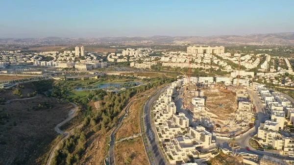 Modiin City Construction Site Cranes Aerialdrone Καλοκαίρι July Ισραήλ — Φωτογραφία Αρχείου