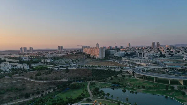 Modiin City Bei Sonnenuntergang Luftaufnahme Israel Drohne Juli 2020 — Stockfoto