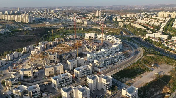 Modiin City Construction Site Cranes Aerialdrone Summer July Israel 图库照片