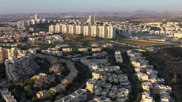 Modiin City Skyline Flygfoto Israelsolnedgång Juli 2020 Drönare Panorama — Stockvideo