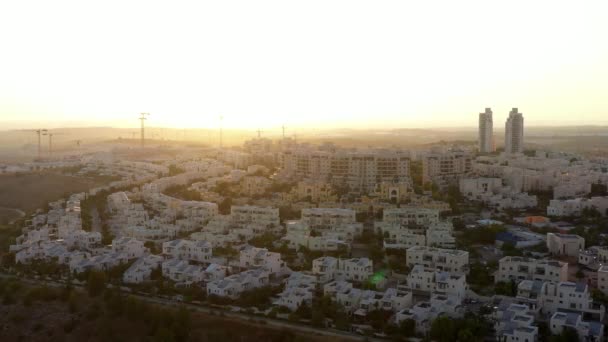 Modiin City Skyline Flygfoto Israelsolnedgång Juli 2020 Drönare Panorama — Stockvideo