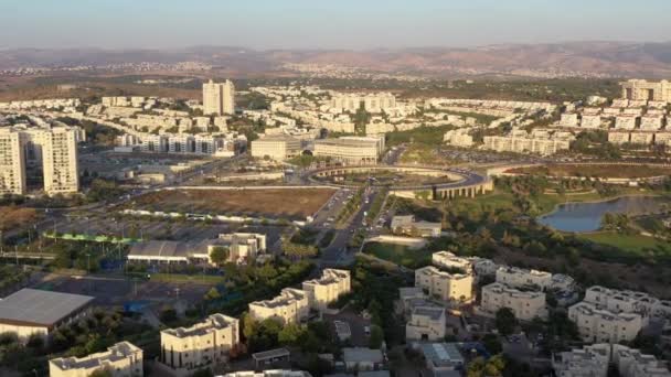 Modiin City Skyline Luchtfoto Israëlisch Zonsondergang Juli 2020 Drone View — Stockvideo