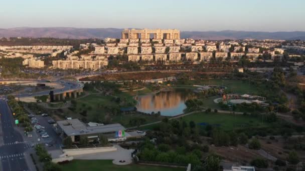 Modiin City Anabe Park Bei Sonnenuntergang Luftbilddrohnenaufnahme Anabe Sonnenuntergang Juli — Stockvideo